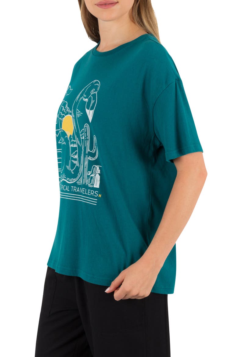 Tropical Travelers Graphic Boyfriend T-Shirt, Alternate, color, DEEP LAKE