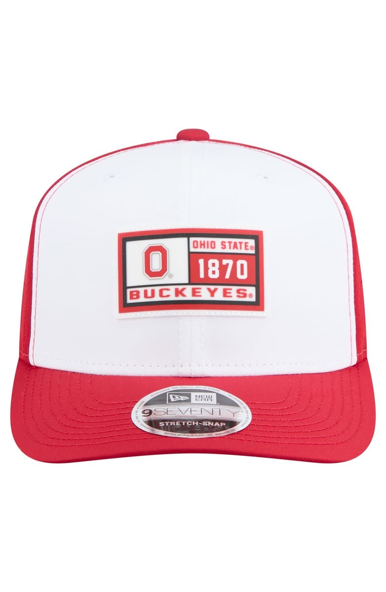 New Era Men's New Era White/Scarlet Ohio State Buckeyes Perforated Patched 9SEVENTY Adjustable Hat, Alternate, color, White