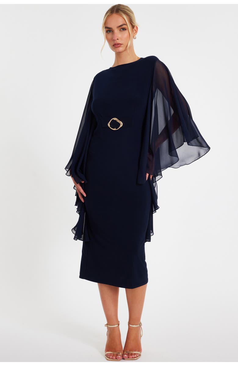 QUIZ Chiffon Frill Midi Dress, Main, color,