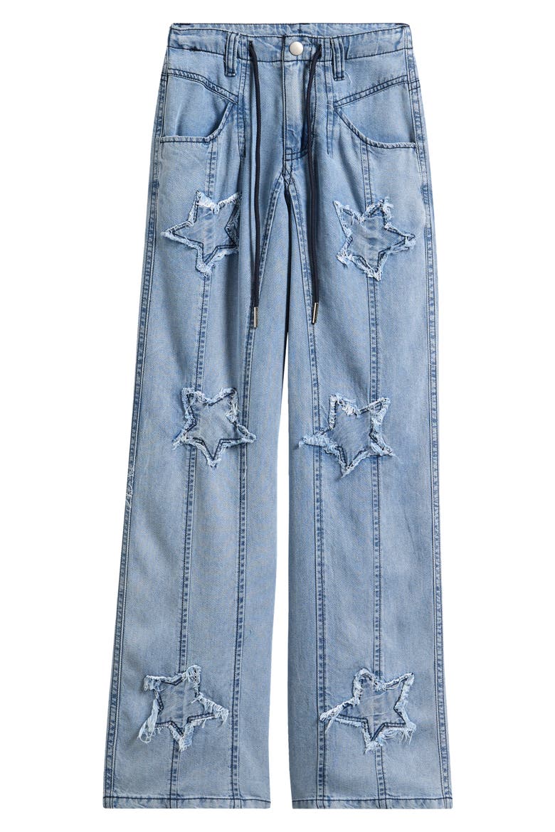 Kids' Star Patch Jeans, Main, color, LIGHT DENIM