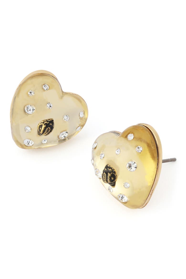 Resin Heart Stud Earrings, Alternate, color, CHAMPAGNE