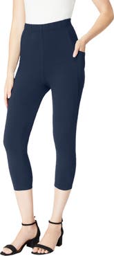 Roaman's Side-Pocket Essential Capri Legging