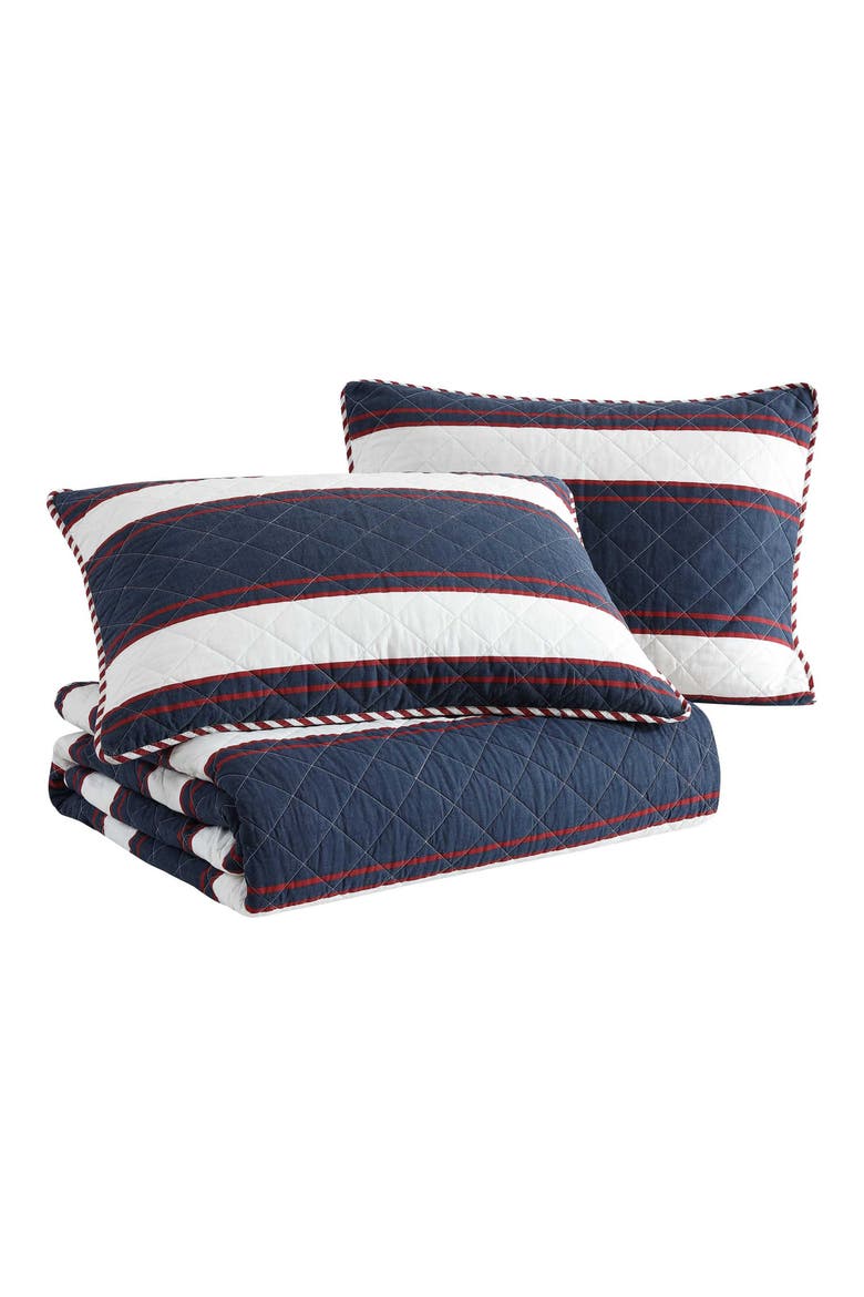 Wesley Quilt & Sham Set, Main, color, NAVY