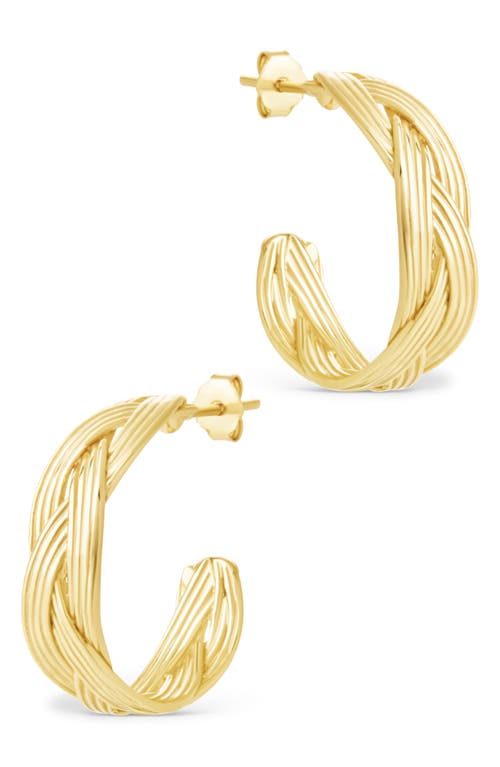 Sterling Forever Janet Ribbed Hoop Earrings In Gold