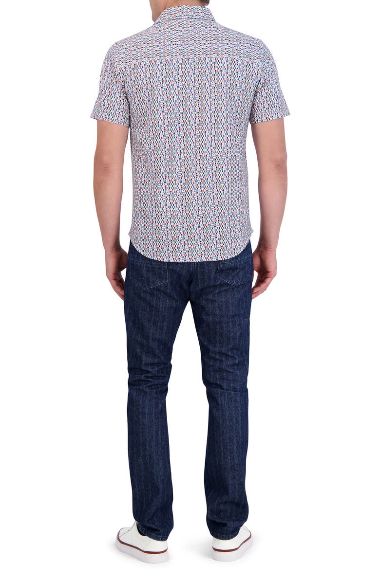 Robert Graham Flamenco Short Sleeve Knit Button-Up Shirt, Alternate, color, White Multi