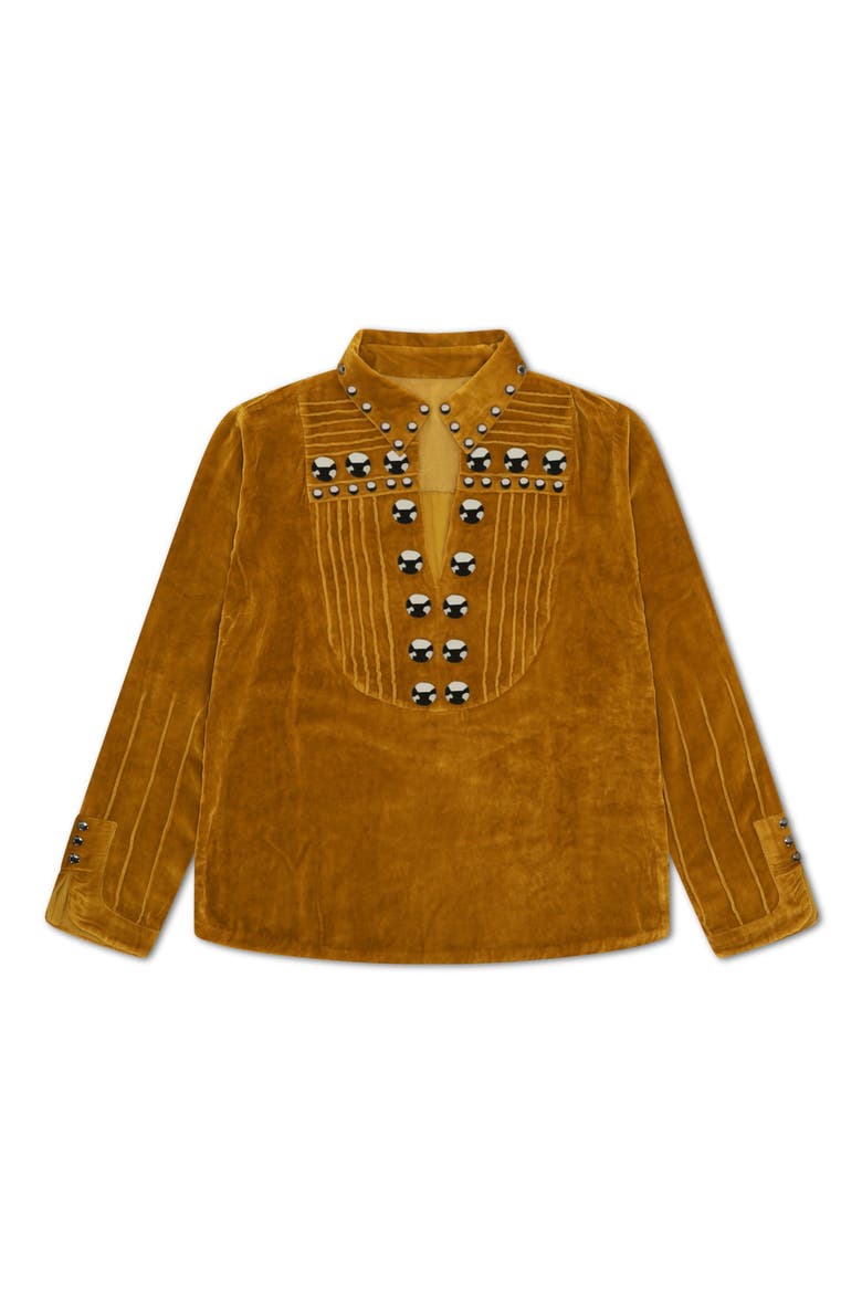 Studded Velvet Shirt, Main, color, Yellow