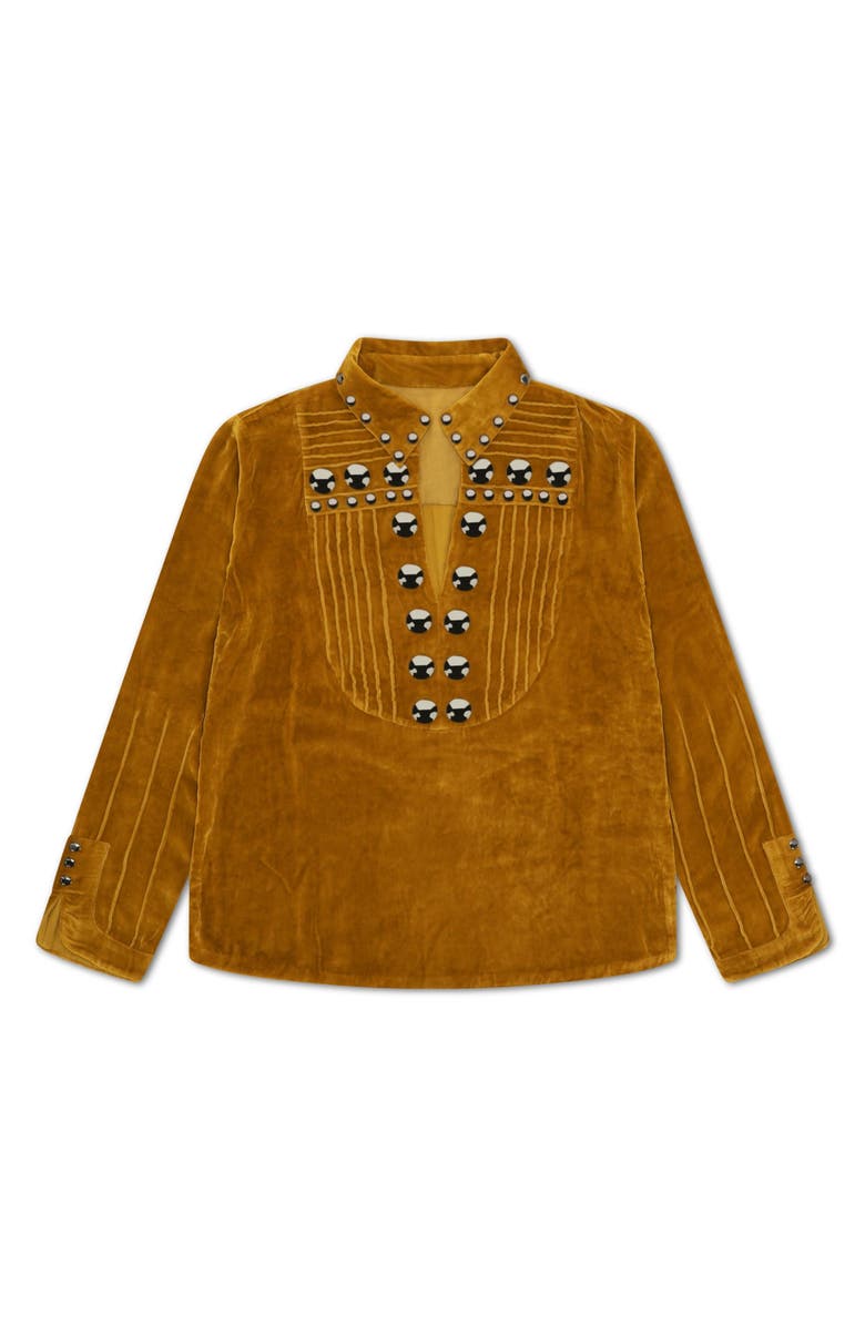 Fortela Studded Velvet Shirt, Main, color, Yellow