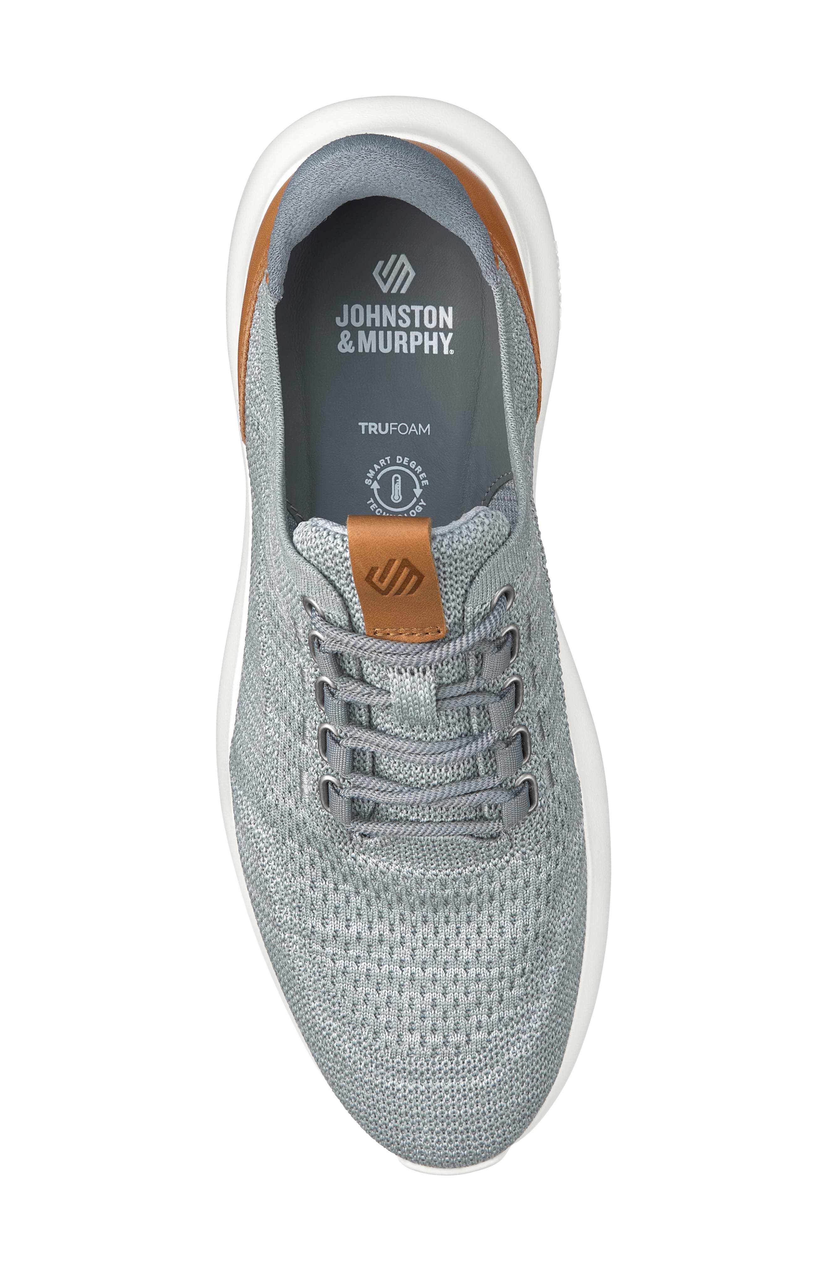 Johnston & Murphy Amherst 2.0 Knit Plain Toe Sneaker - Wide Width Available, Alternate, color, Gray Heathered Knit