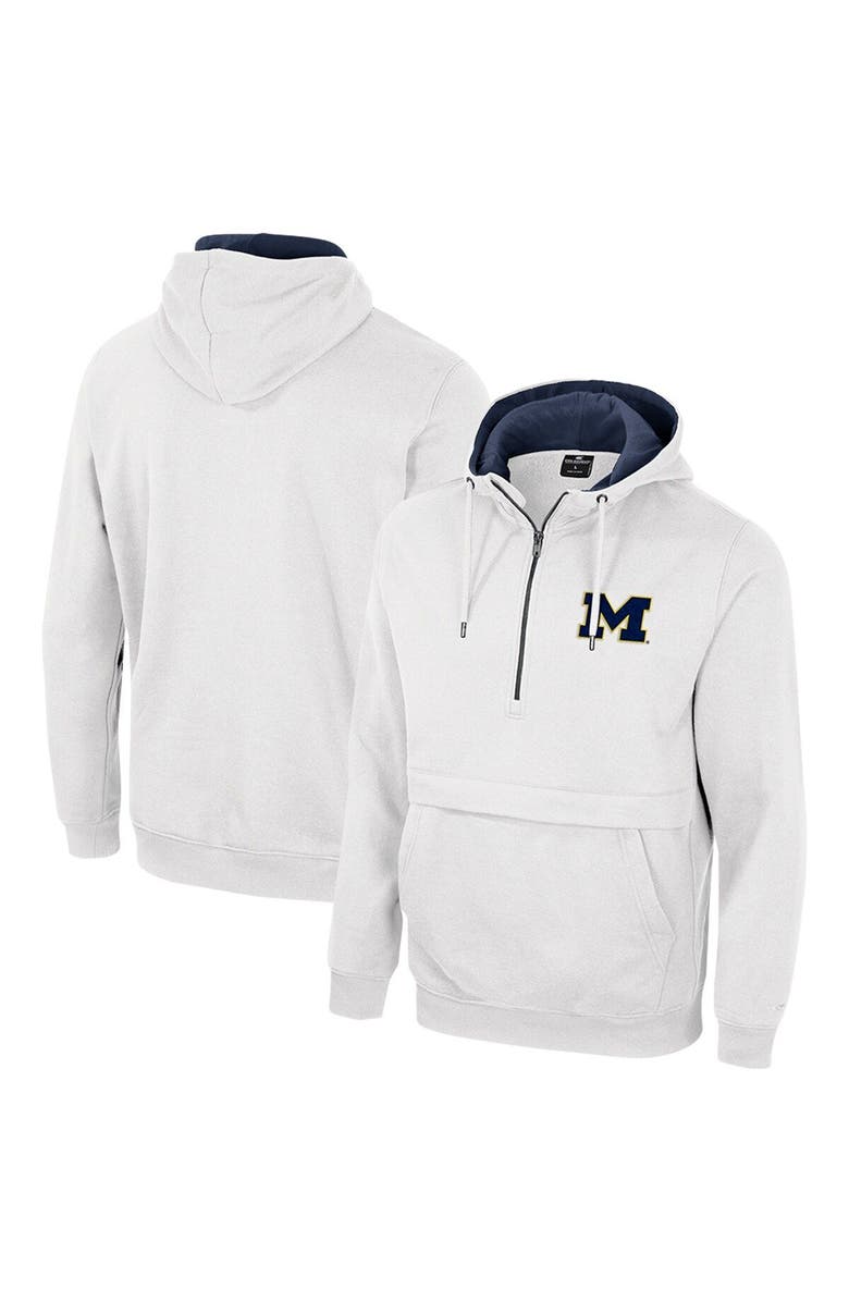 COLOSSEUM Men's Colosseum White Michigan Wolverines Half-Zip Hoodie, Main, color, 