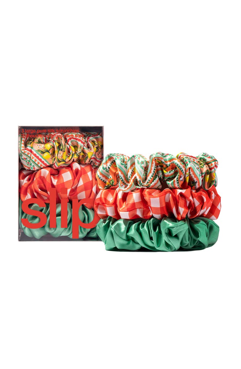 slip 3-Pack Large Silk Scrunchie Set, Alternate, color, Positano