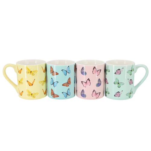 Gibson Home Butterfly Pop 4 Piece 18 Ounce Stoneware Mug Set In Multi