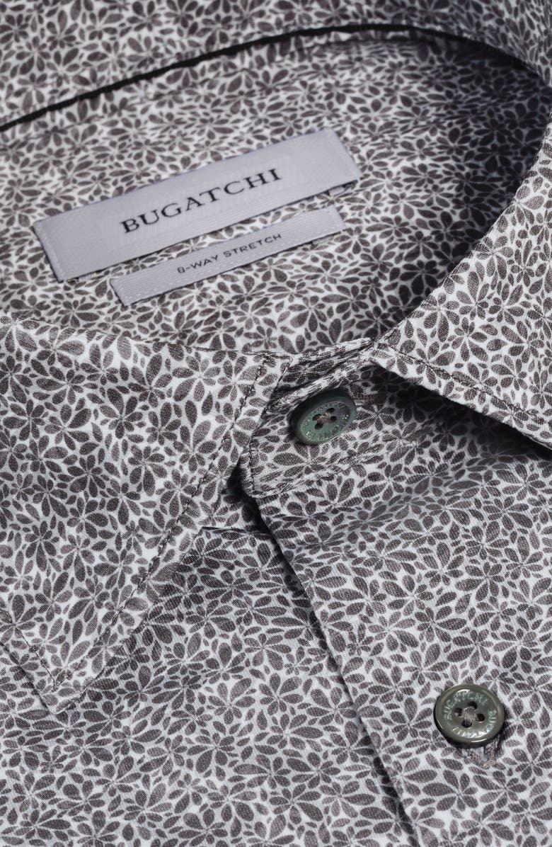 Bugatchi James OoohCotton<sup>®</sup> Floral Print Button-Up Shirt, Alternate, color, Graphite