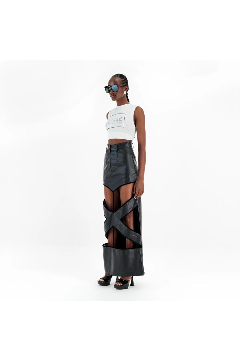 X Cut Out Maxi Skirt, Alternate, color, Black
