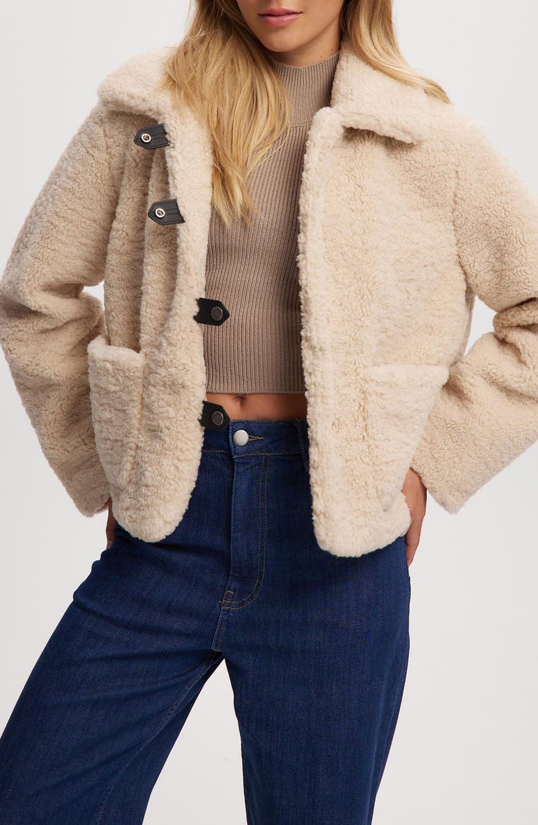 Noize Frieda Faux Shearling Jacket, Alternate, color, Bone