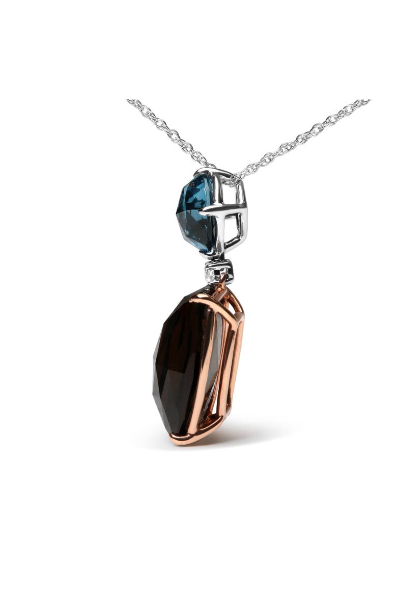 18K Gold Diamond Accent Topaz Quartz Dangle Pendant Necklace, Alternate, color, White