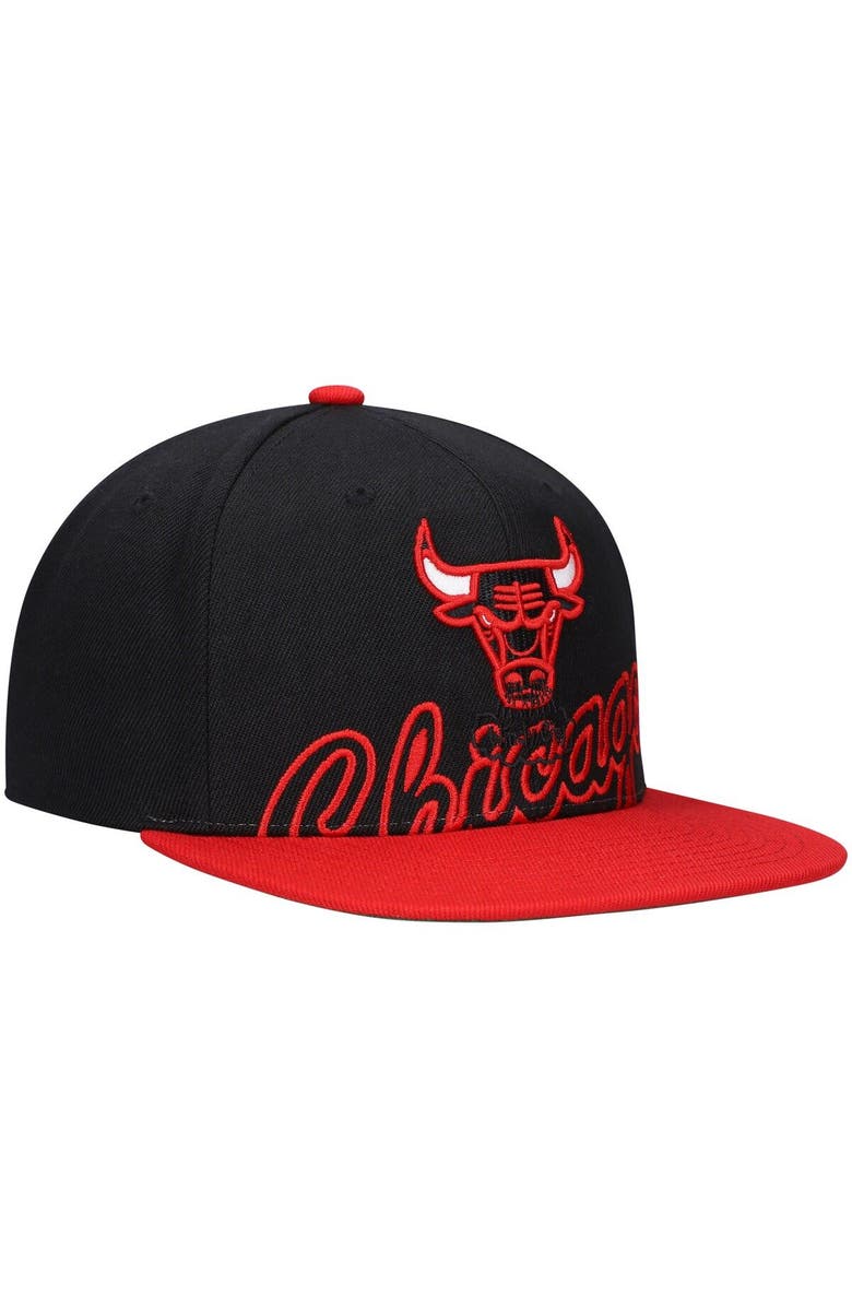 Mitchell & Ness Men's Mitchell & Ness Black/Red Chicago Bulls Hardwood Classics Low Big Face Snapback Hat, Alternate, color, 