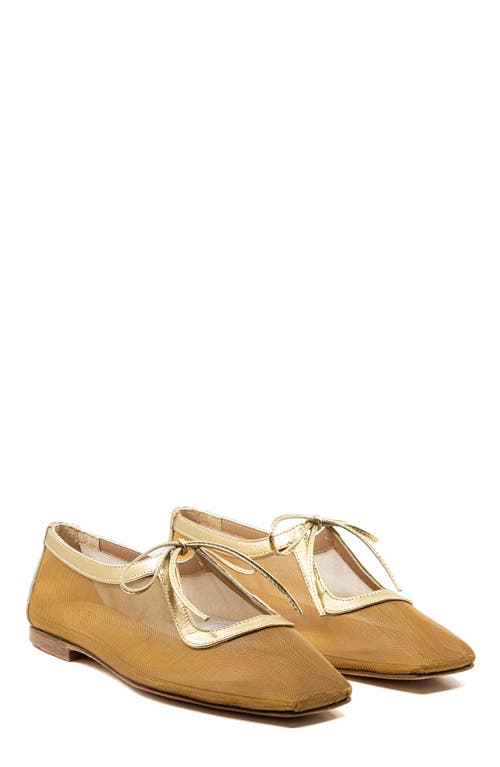 Andrea Gomez Andrea Gomez Amelia Clear Mesh Ballet Flat In Gold
