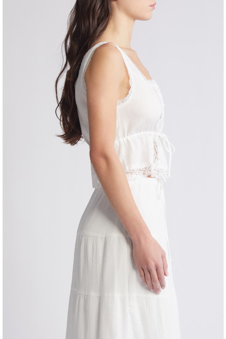 Emily Lace Tie Waist Crop Tank, Alternate, color, SNOW WHITE
