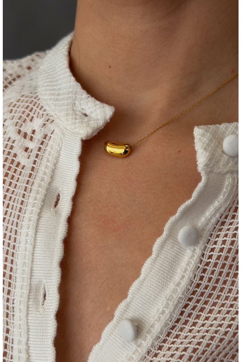 Bean Necklace and Earrings Set, Alternate, color, Gold