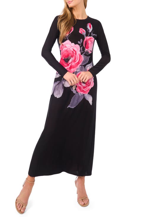 Eloise Placed Floral Long Sleeve Maxi Dress