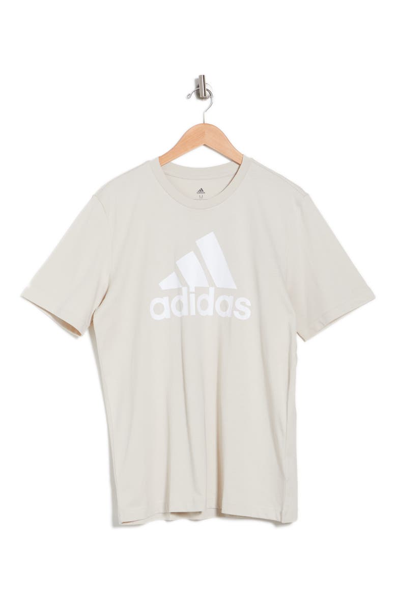 Essentials Badge of Sport Logo T-Shirt, Alternate, color, ALUMINA/ WHITE