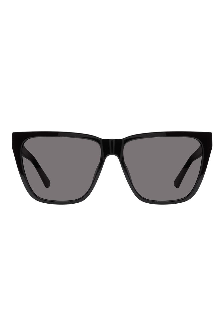 58mm Cat Eye Sunglasses, Main, color, BLACK/ SMOKE