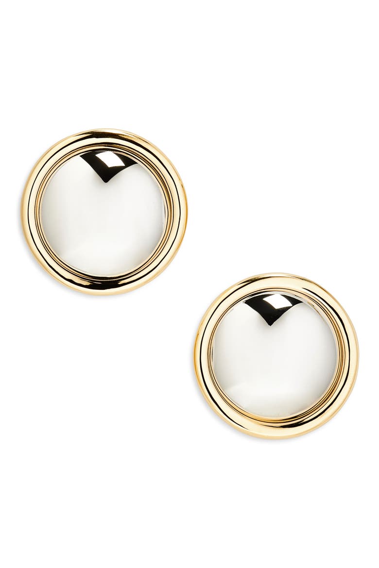 Round Drop Earrings, Main, color, SILVER / GOLD 979