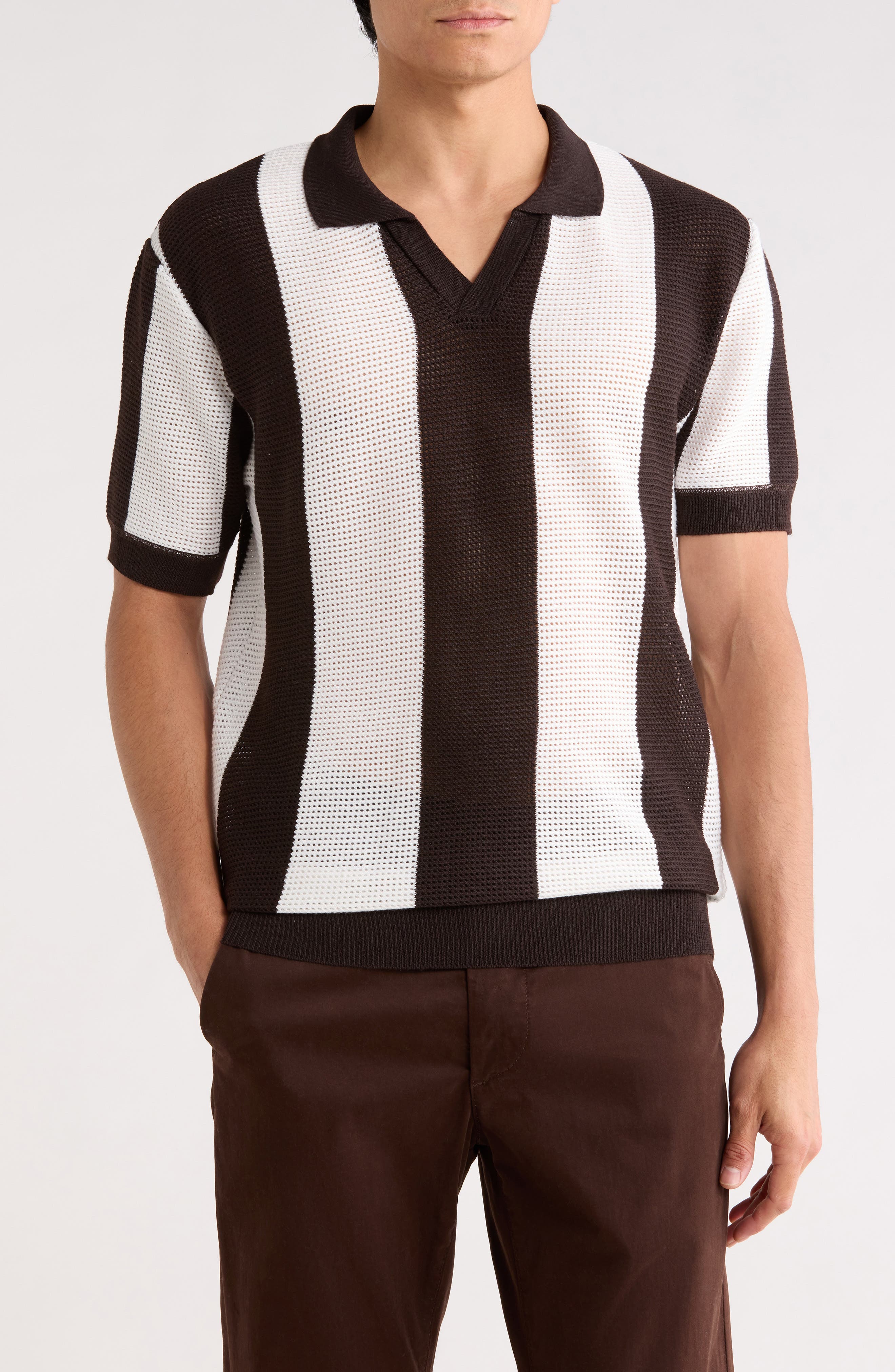 TOM BAINE Johnny Collar Short Sleeve Knit Sweater