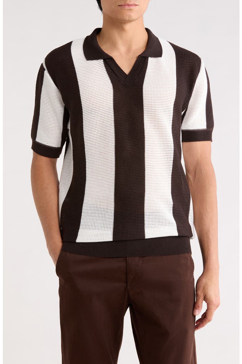 Johnny Collar Short Sleeve Knit Sweater, Main, color, BLACK