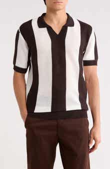 TOM BAINE Johnny Collar Short Sleeve Knit Sweater