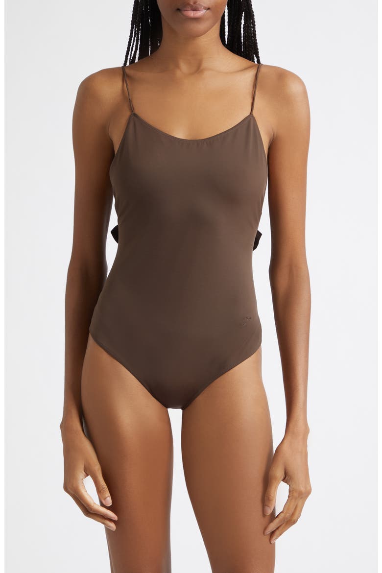 The Cabana Ruffle One-Piece Swimsuit, Main, color, BROWN