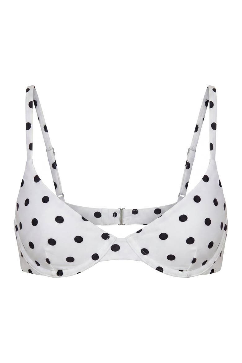 Deniz Underwire Bikini Top, Alternate, color, Ivory / Black Polka Dot