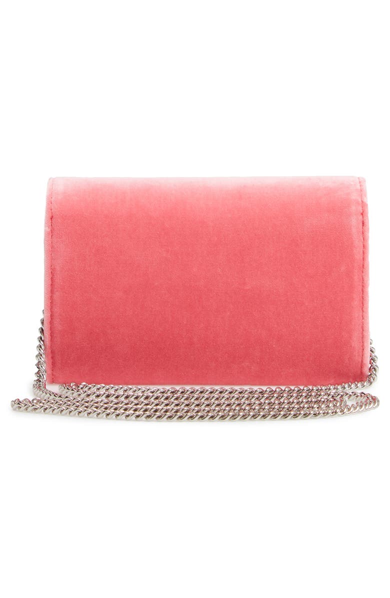 Fendi Logo Small Velvet Wallet on a Chain, Alternate, color,