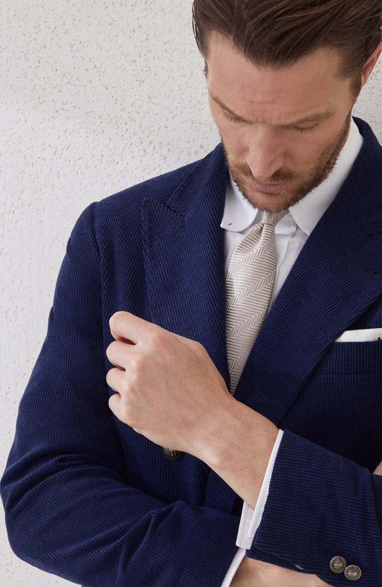 Brunello Cucinelli Herringbone necktie, Alternate, color, Salt