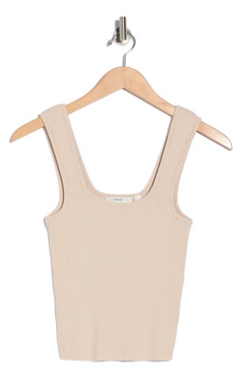Vince Sweetheart Neck Ribbed Crop Tank In Neutral