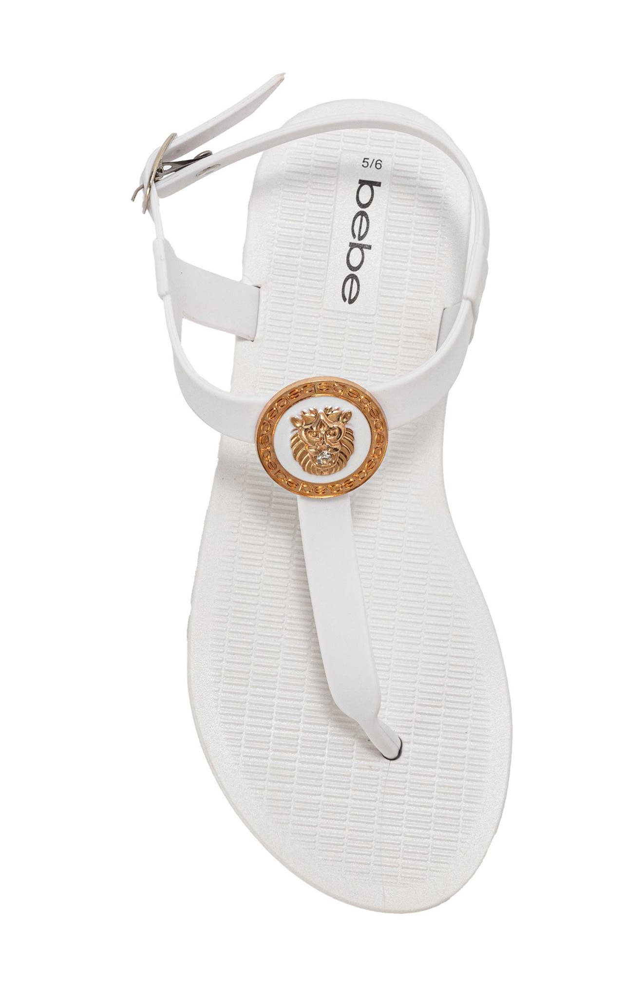 Lion Charm T-Strap Sandal, Alternate, color, WHITE
