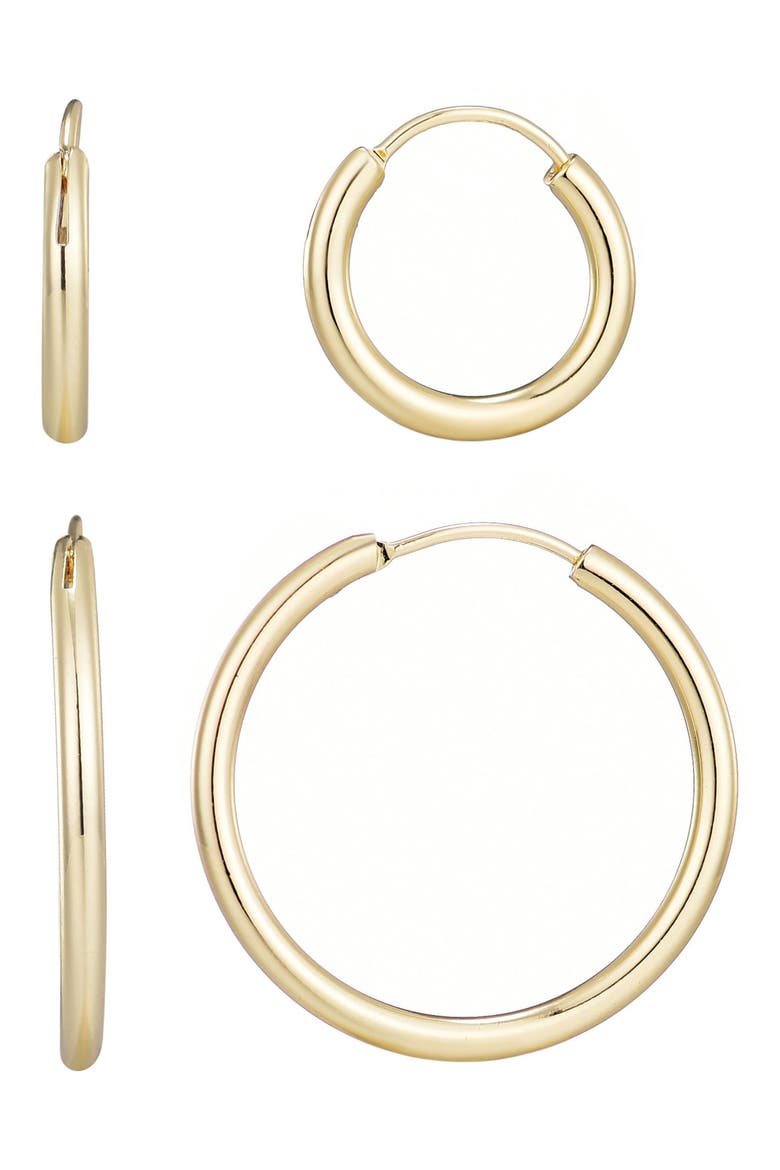 Set of 2 Endless Hoop Earrings, Main, color, GOLD