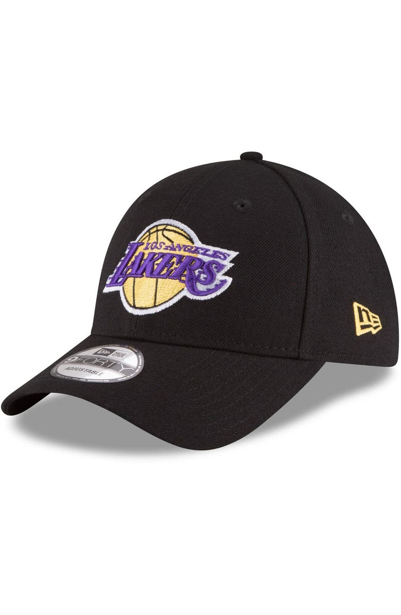New Era Men's New Era Black Los Angeles Lakers Official Team Color The League 9FORTY Adjustable Hat, Main, color, 