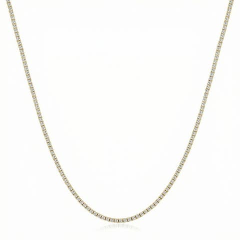 7Ct TW Diamond Tennis Necklace 4-Prong 14k Gold 16.5" Lab Grown