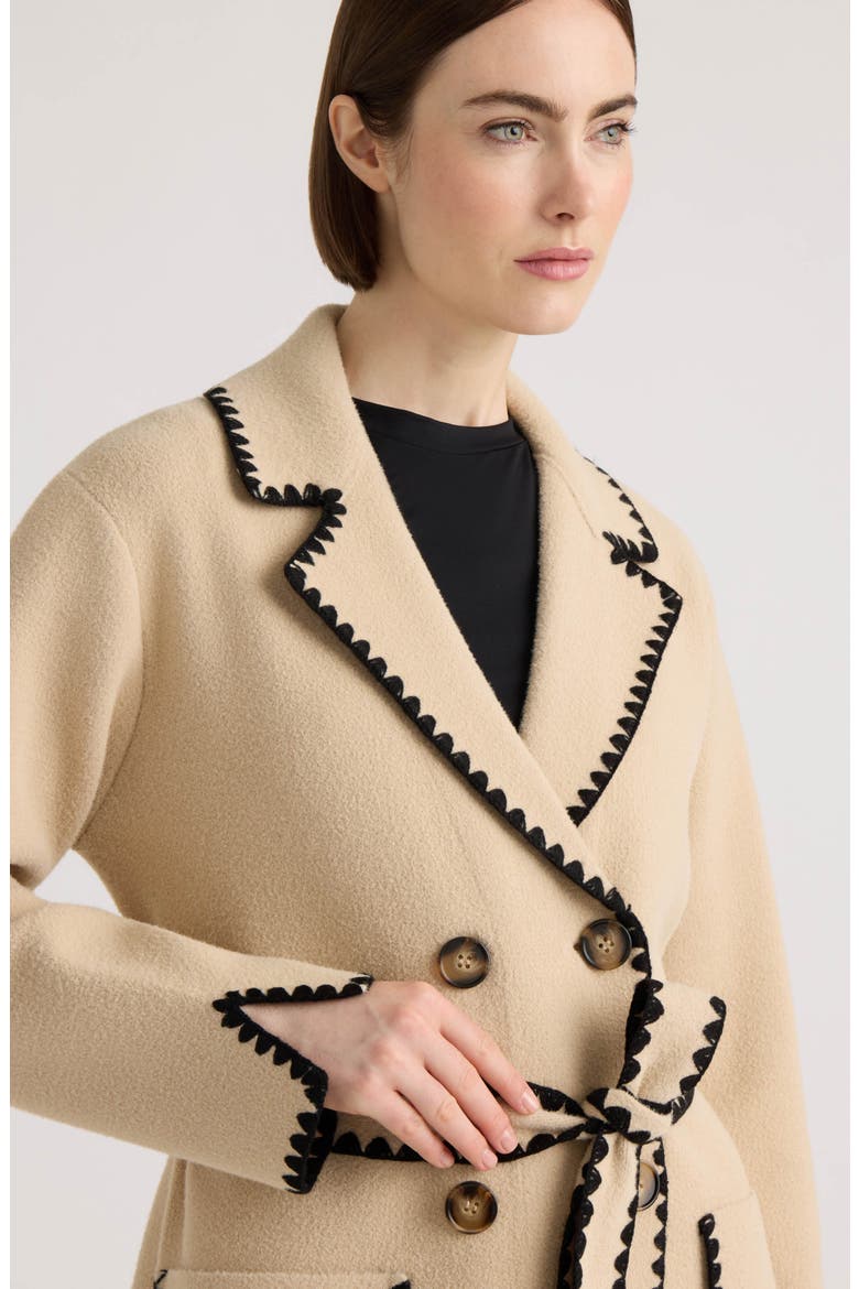 Whipstitched Longline Coatigan, Alternate, color, LIGHT CAMEL
