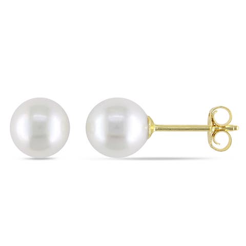 Cultured Pearl Stud Earrings 14k Gold