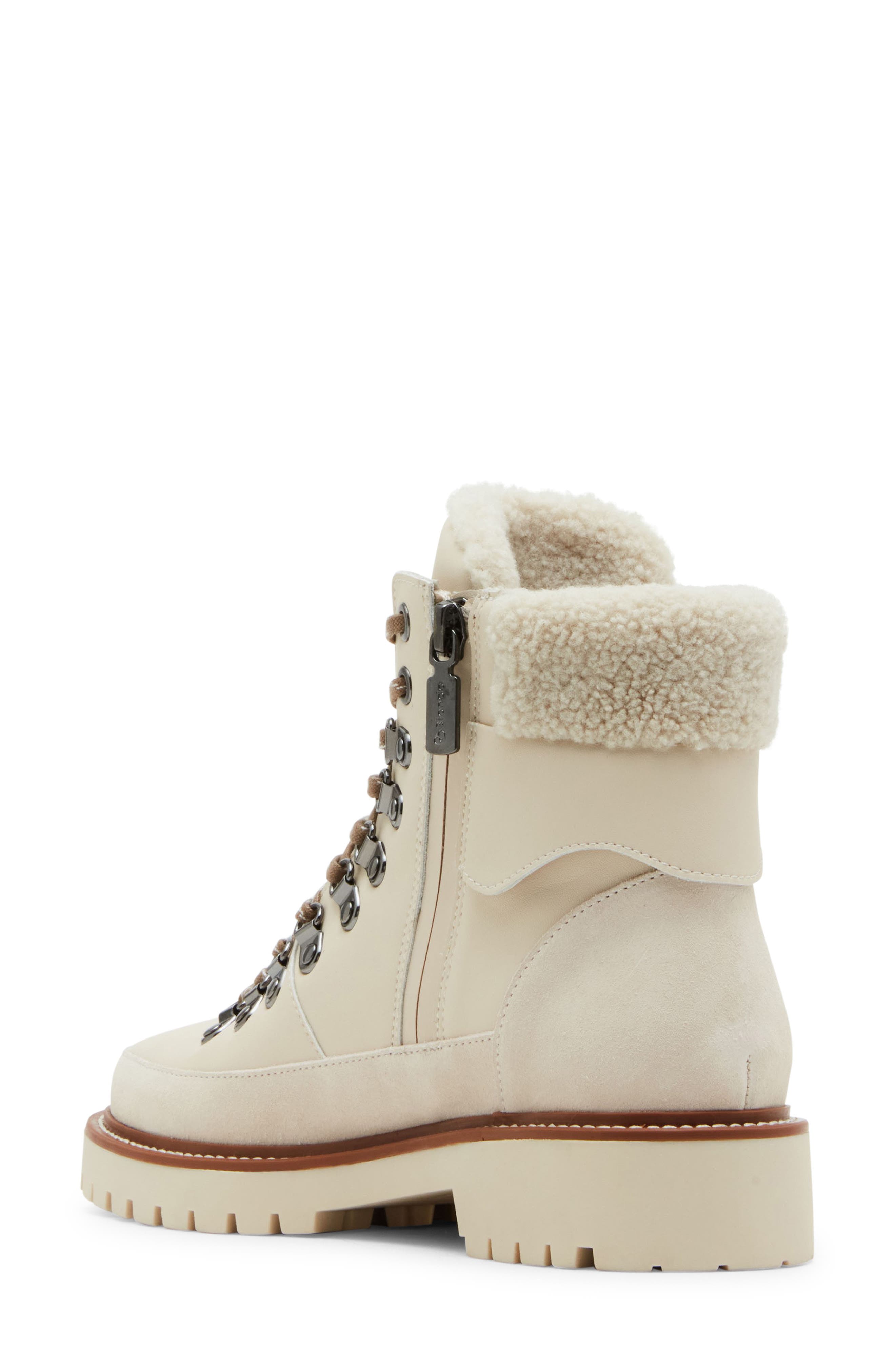 Natasia Faux Shearling Cuff Waterproof Boot, Alternate, color, BONE LEATHER/ FABRIC