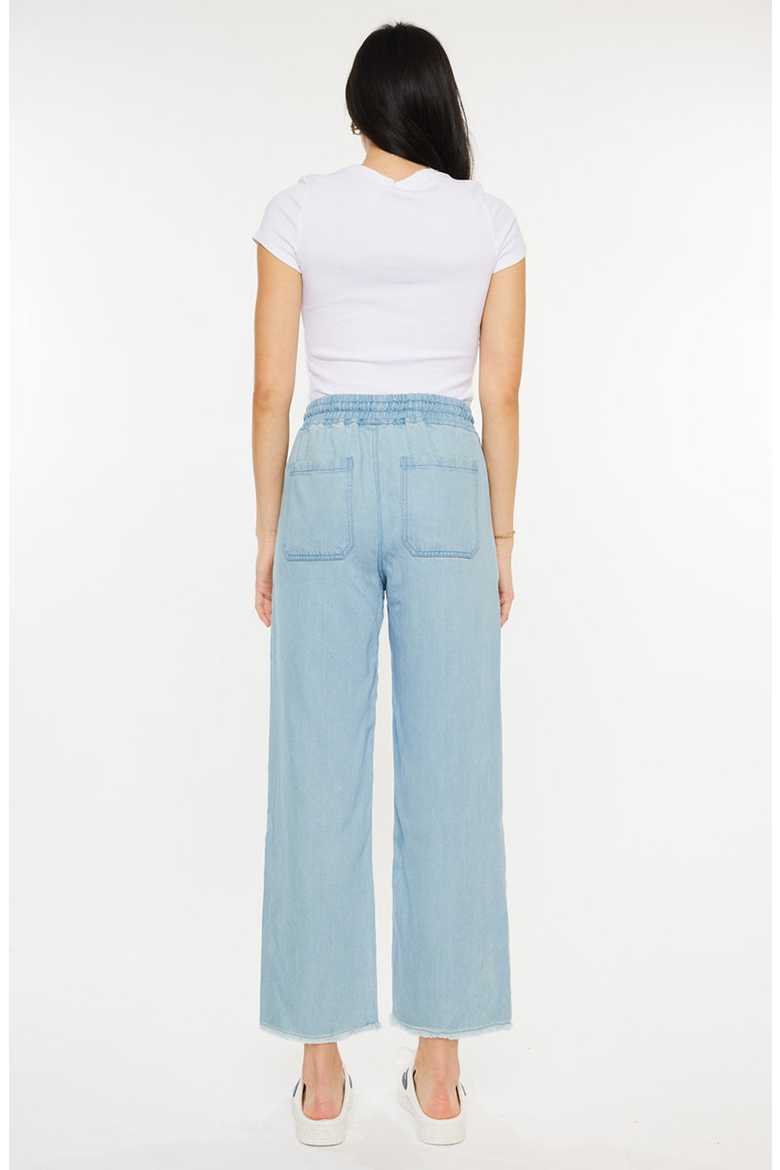 Milly High Rise Cropped Wide Leg Jeans, Alternate, color, Light Wash