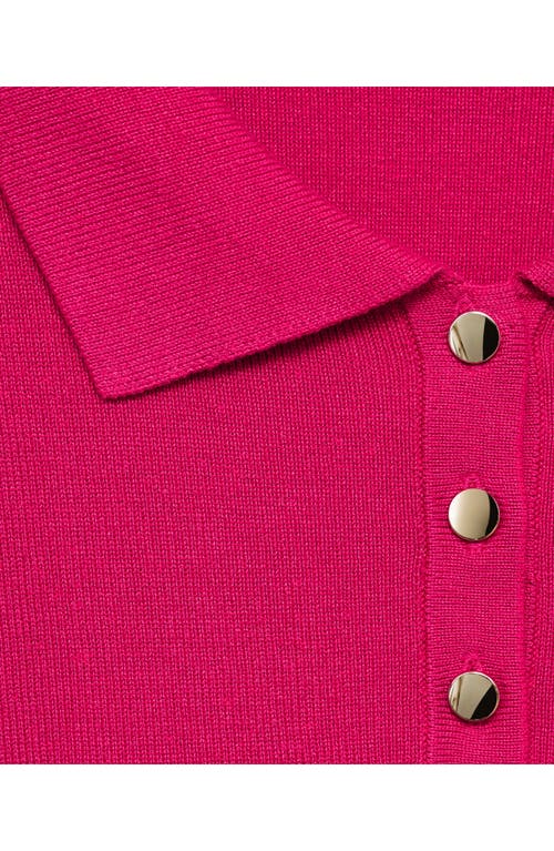 Mango Rib Crop Polo Sweater In Fuchsia