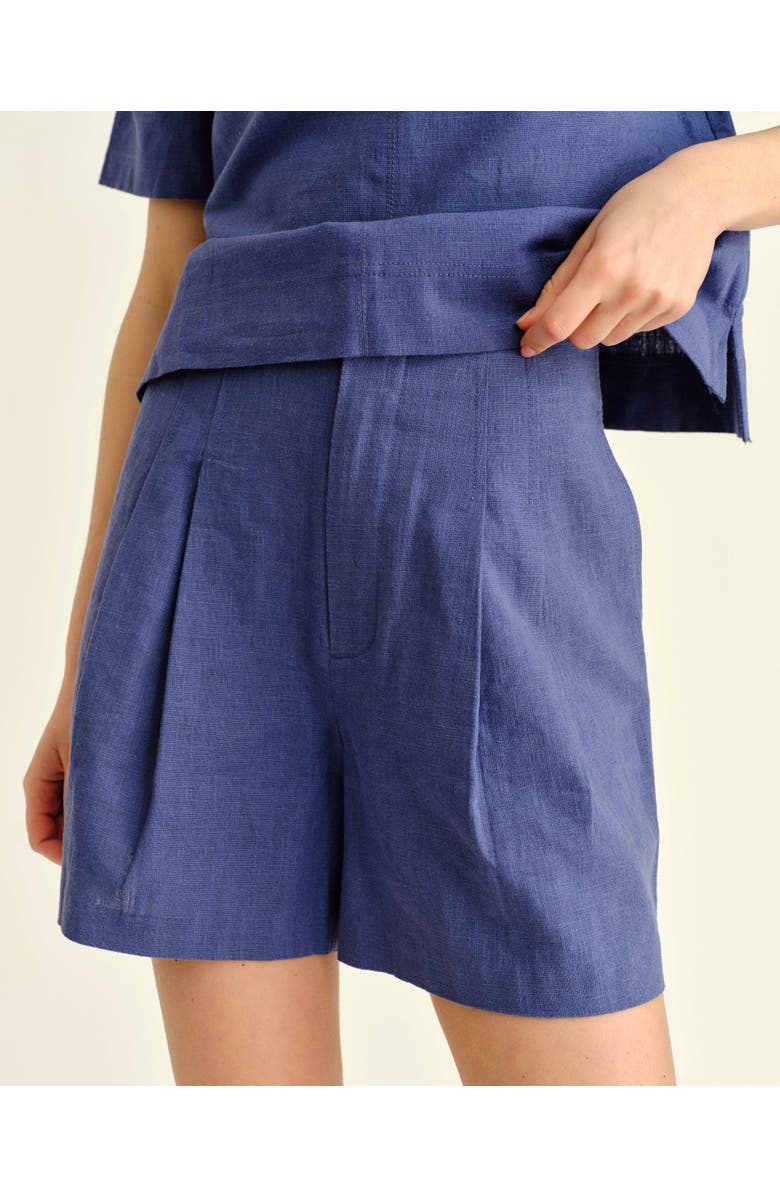 Cartolina Frankie Linen Shorts, Alternate, color, Coastal Indigo