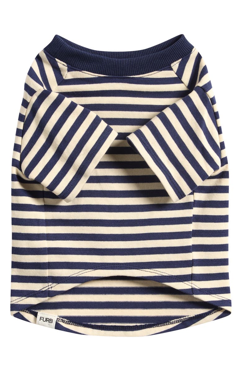 Furb The Playful Pooch Stripe Cotton Pet Sweater, Main, color, Navy/White