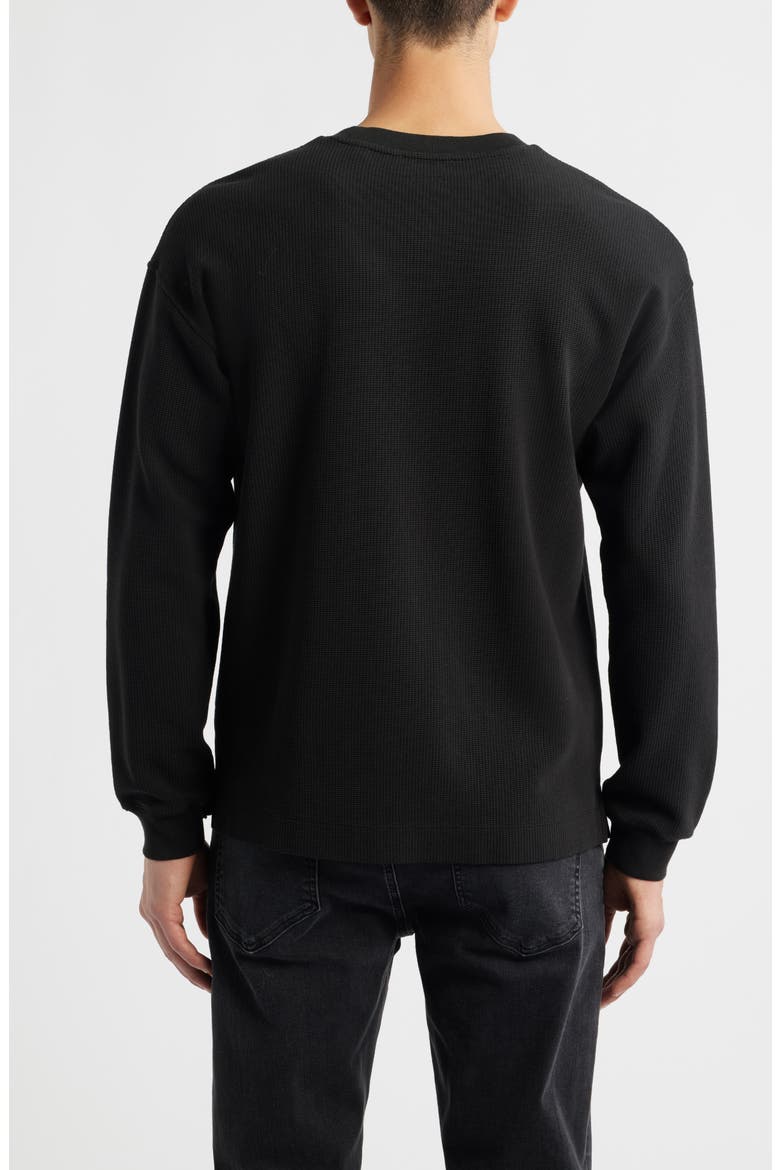 Long Sleeve Waffle Stitch T-Shirt, Alternate, color, BLACK