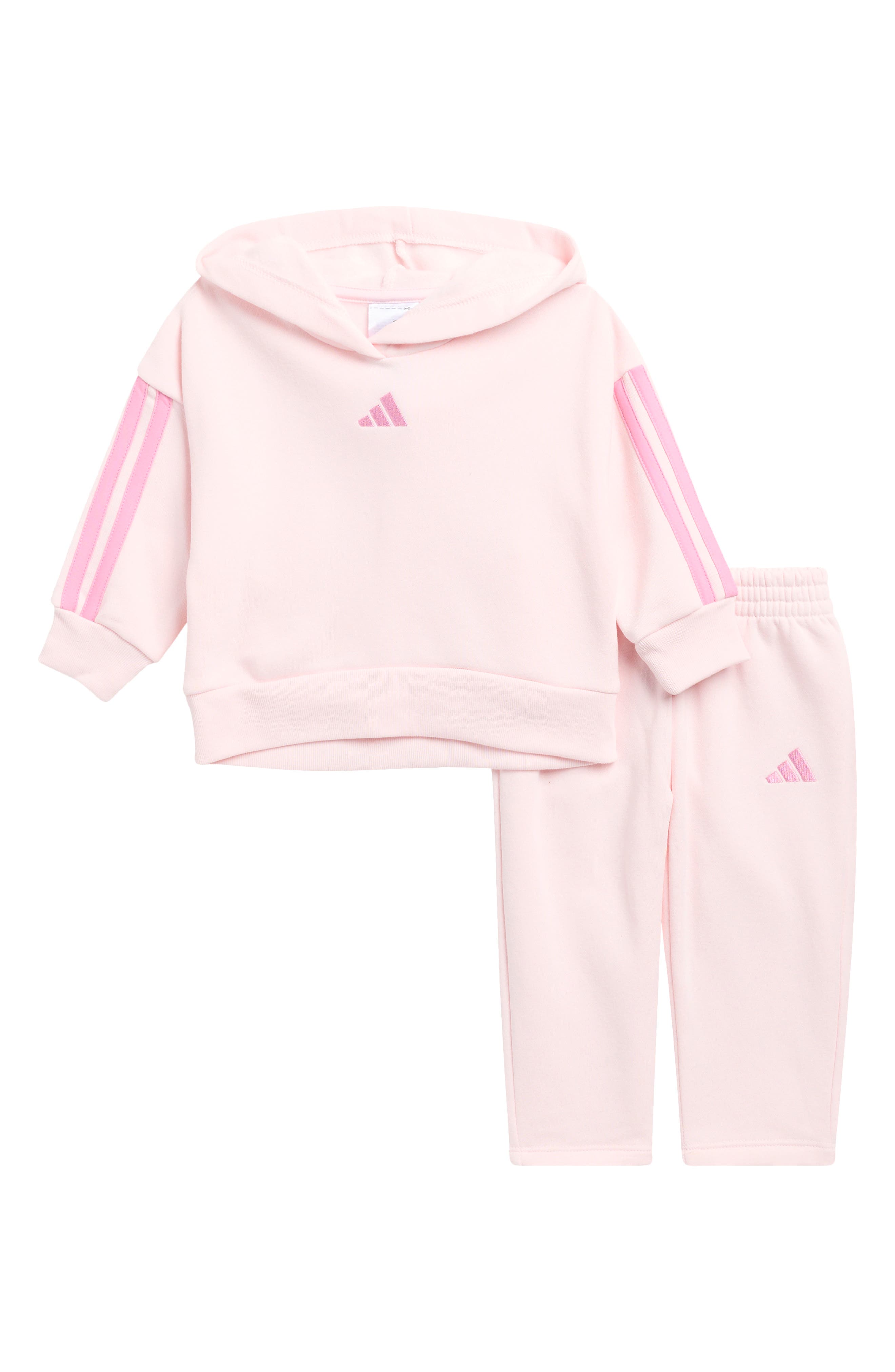 Adidas Originals Babies' Adidas Cotton Fleece Hoodie & Pants Set In Distilled Pink