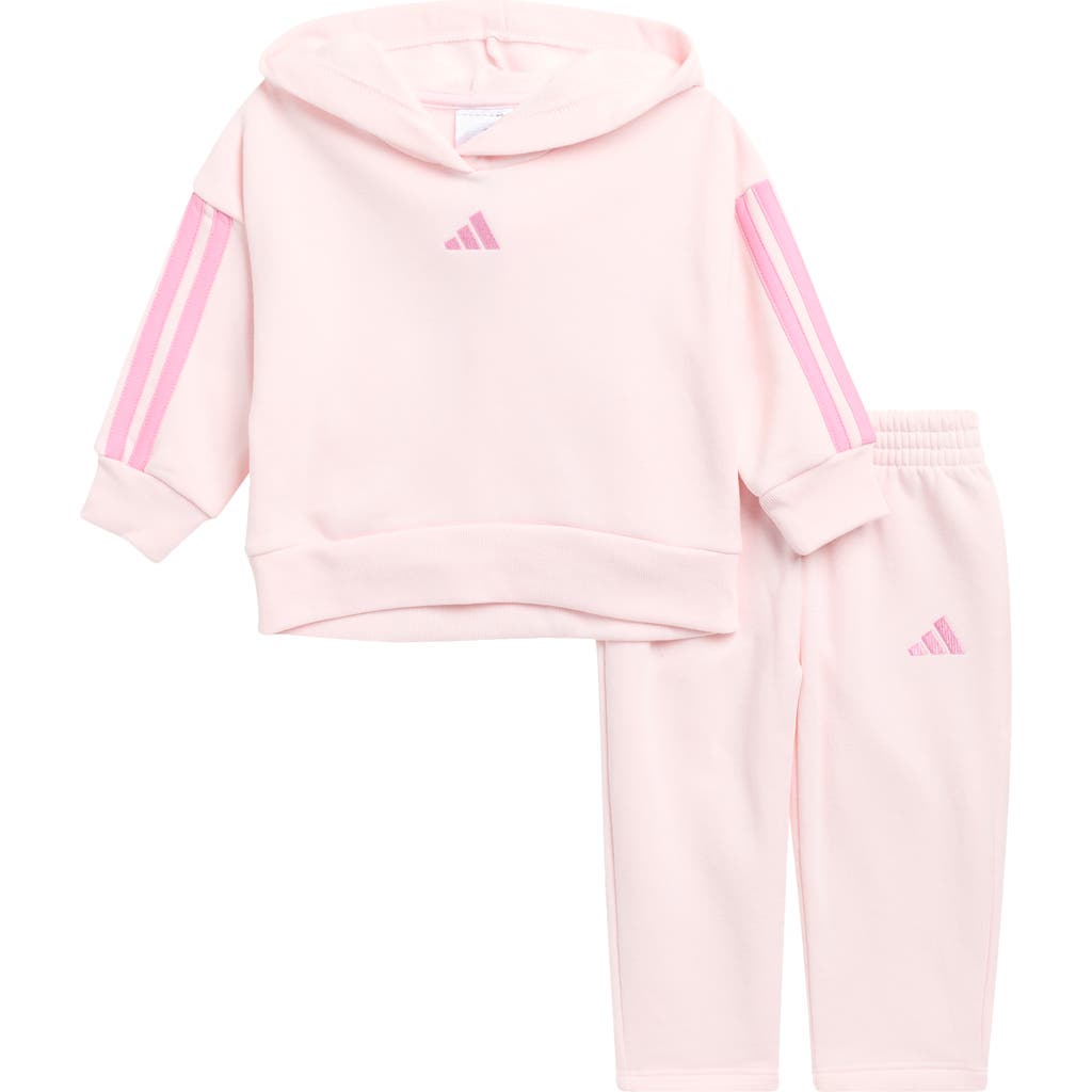 Adidas Originals Babies' Adidas Cotton Fleece Hoodie & Pants Set In Distilled Pink