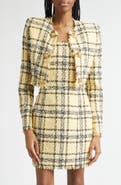 Balmain Glitter Plaid Tweed Crop Jacket